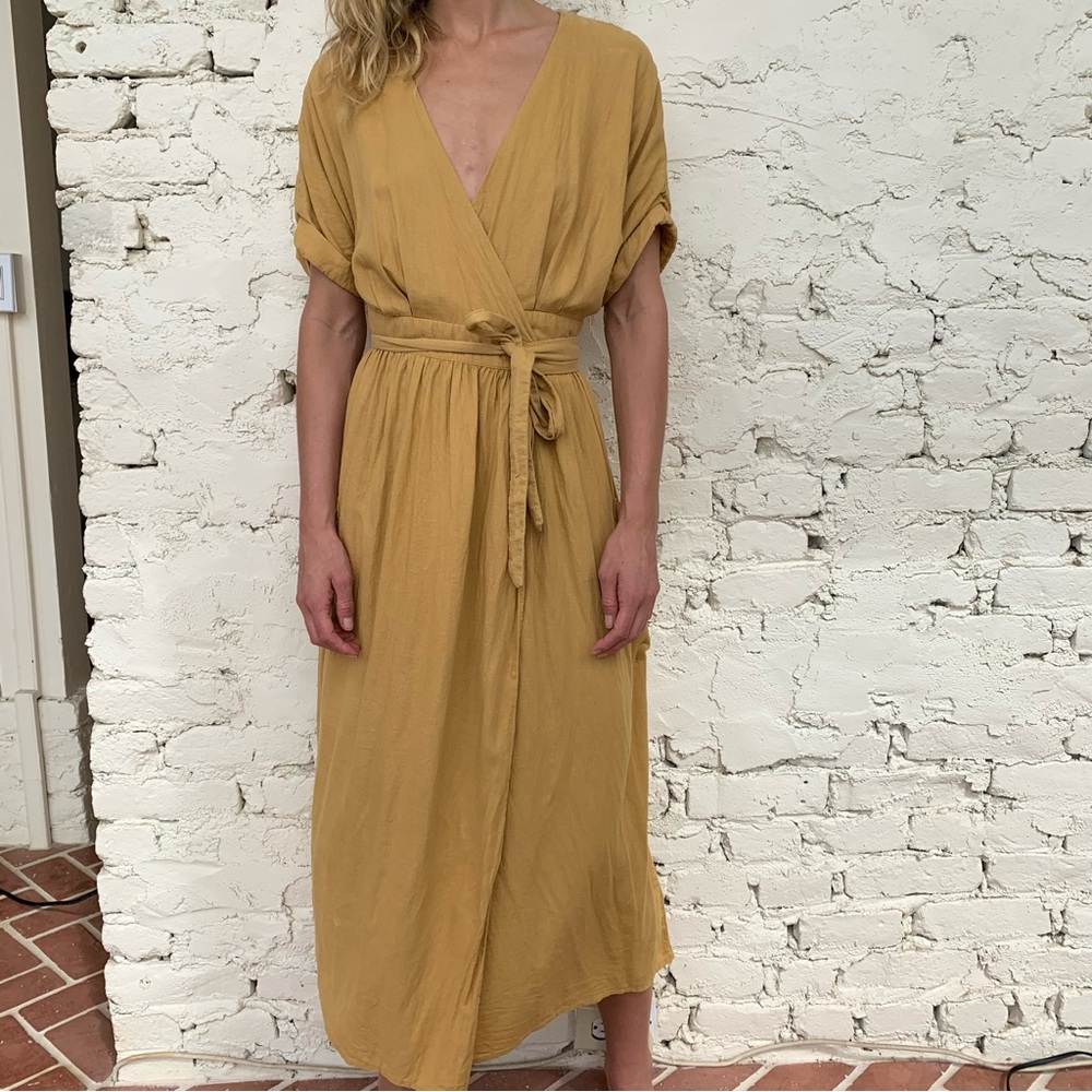 Mustard Yellow Wrap Dress